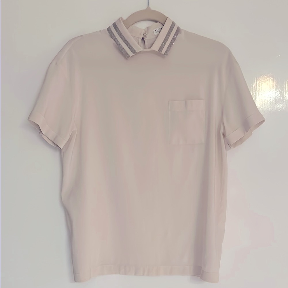Brunello Cucinelli Silk Collared Top - image 1